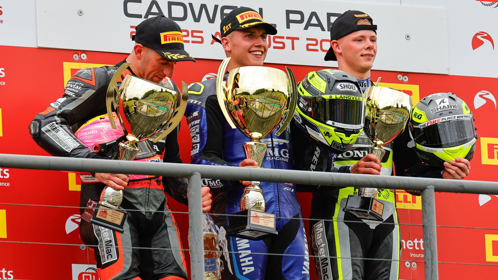 Race one Podium, Ryde, Jackson, Nesbitt, 2024, British Superbikes, BSB, Cadwell Park